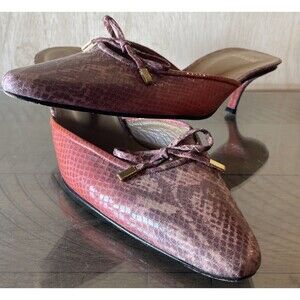 Stuart Weitzman Pink Tones Snakeskin Heels Pointed Toe Kitten Heel Y2K Size 9.5